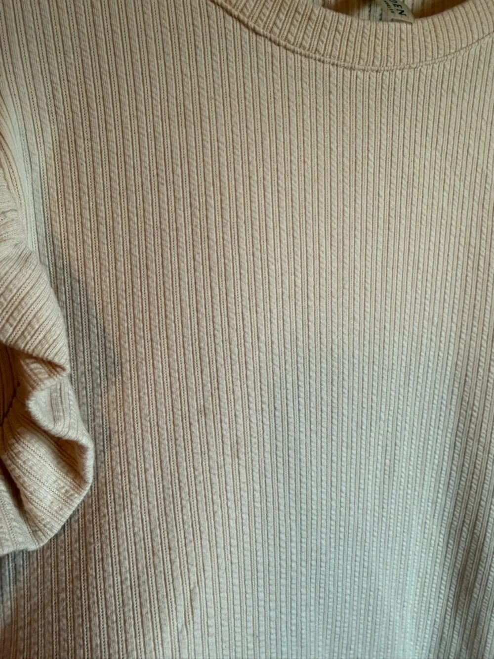 Hayden Cream Ribbed Ruffle Shoulder Top - Picture 5 of 5